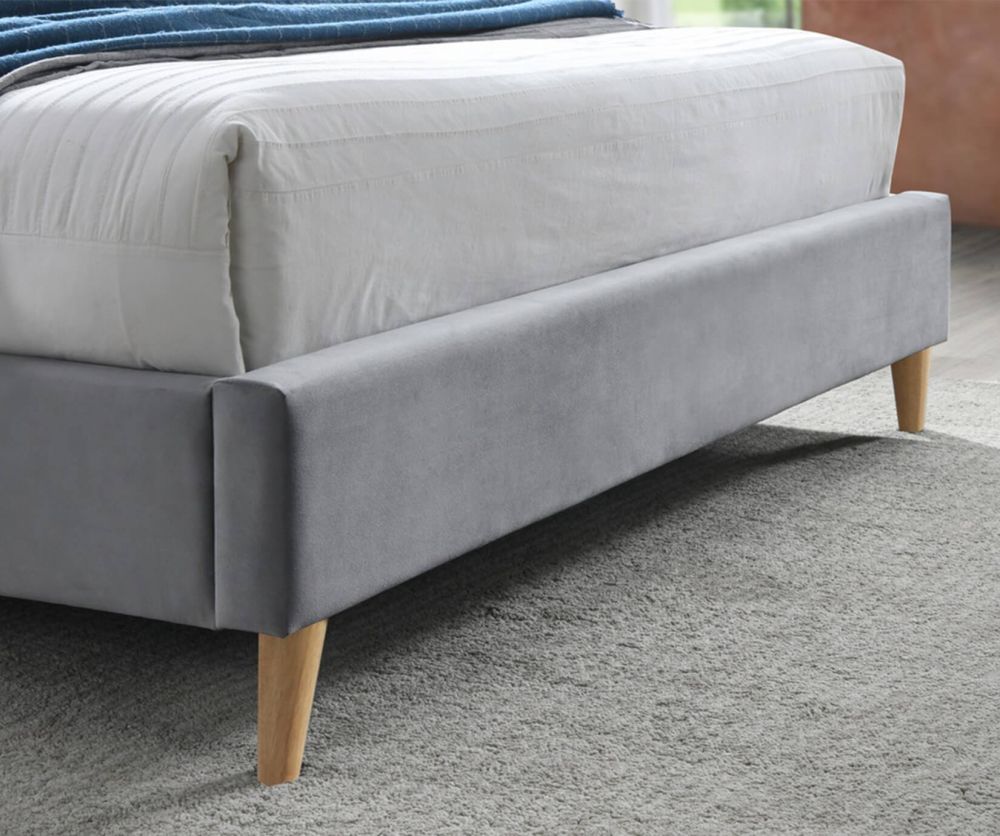 Birlea Furniture Elm Grey Velvet Fabric Bed Frame