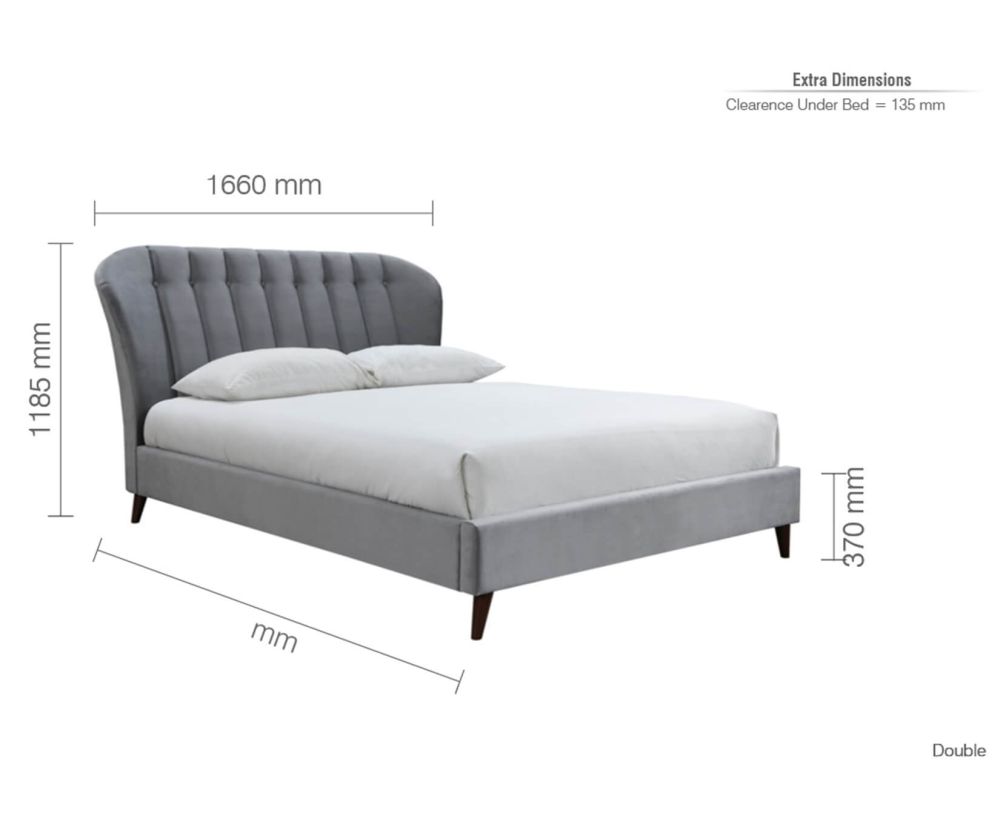 Birlea Furniture Elm Grey Velvet Fabric Bed Frame