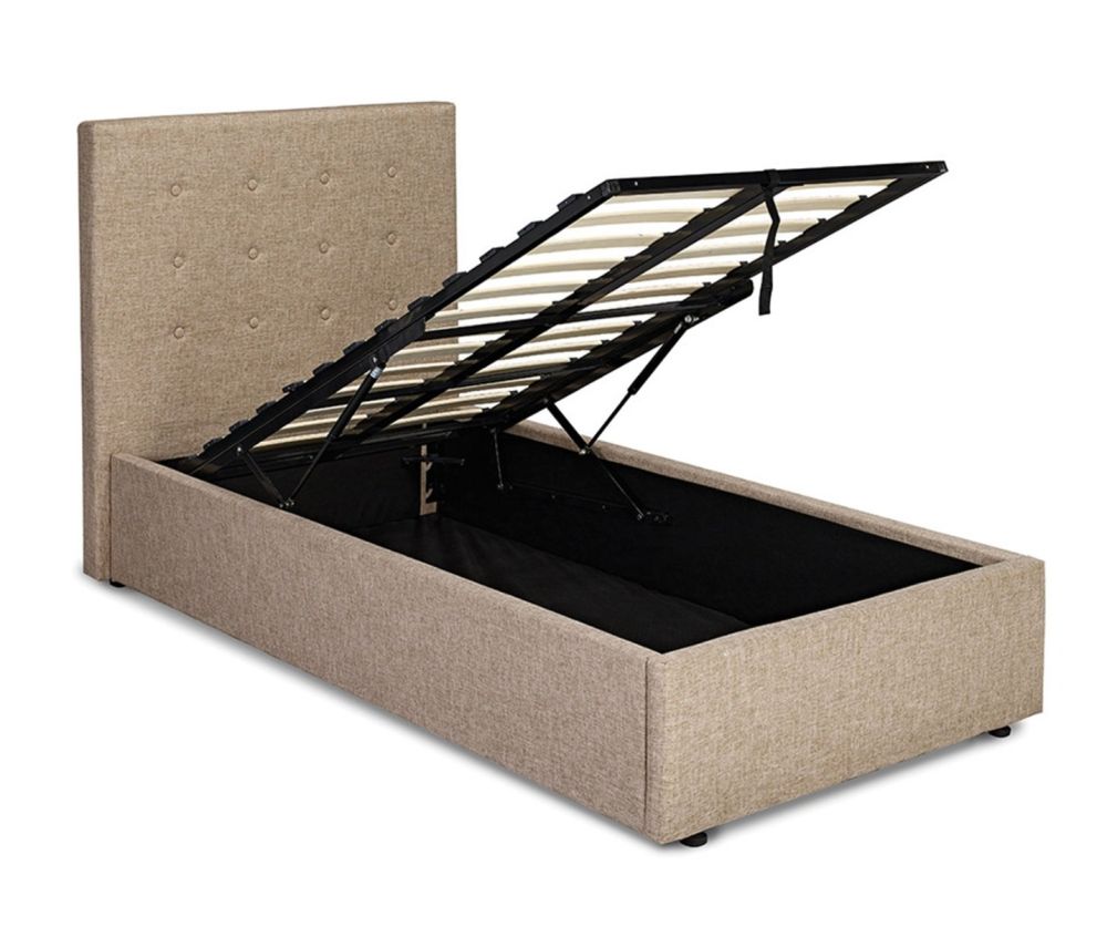 LPD Lucca Beige Fabric Ottoman Bed Frame